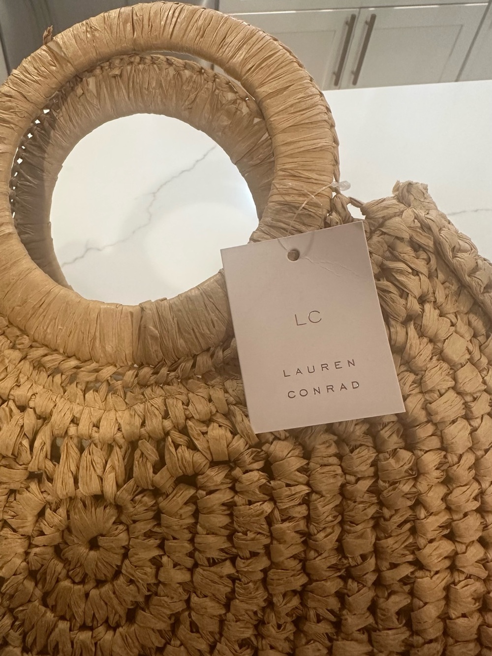 Lauren Conrad NWT Raffia Straw Round Handle Crossbody Bag - Picture 3 of 9